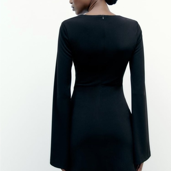 Zara Cutout Bell Sleeve Mini Dress Tie Front XL - Picture 3 of 3